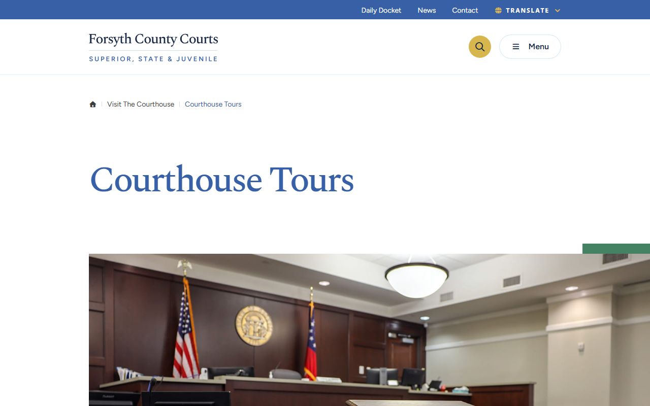 Forsyth County court dockets courthouse visitor information