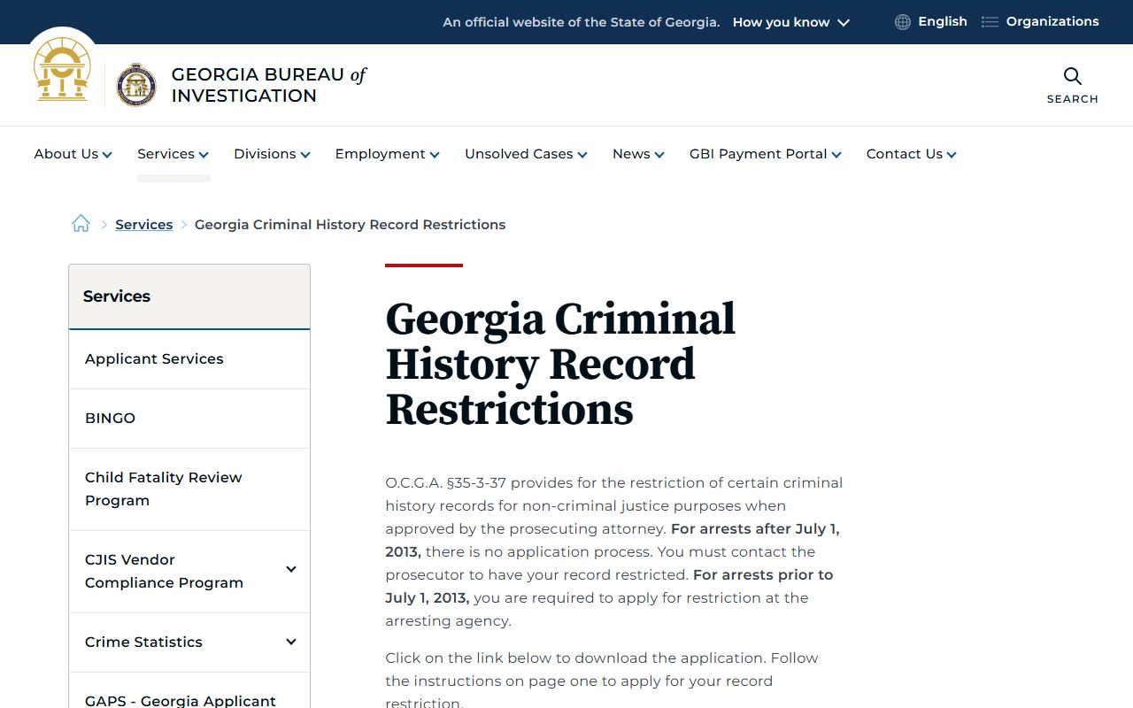 Forsyth County court records GBI record restriction guidance