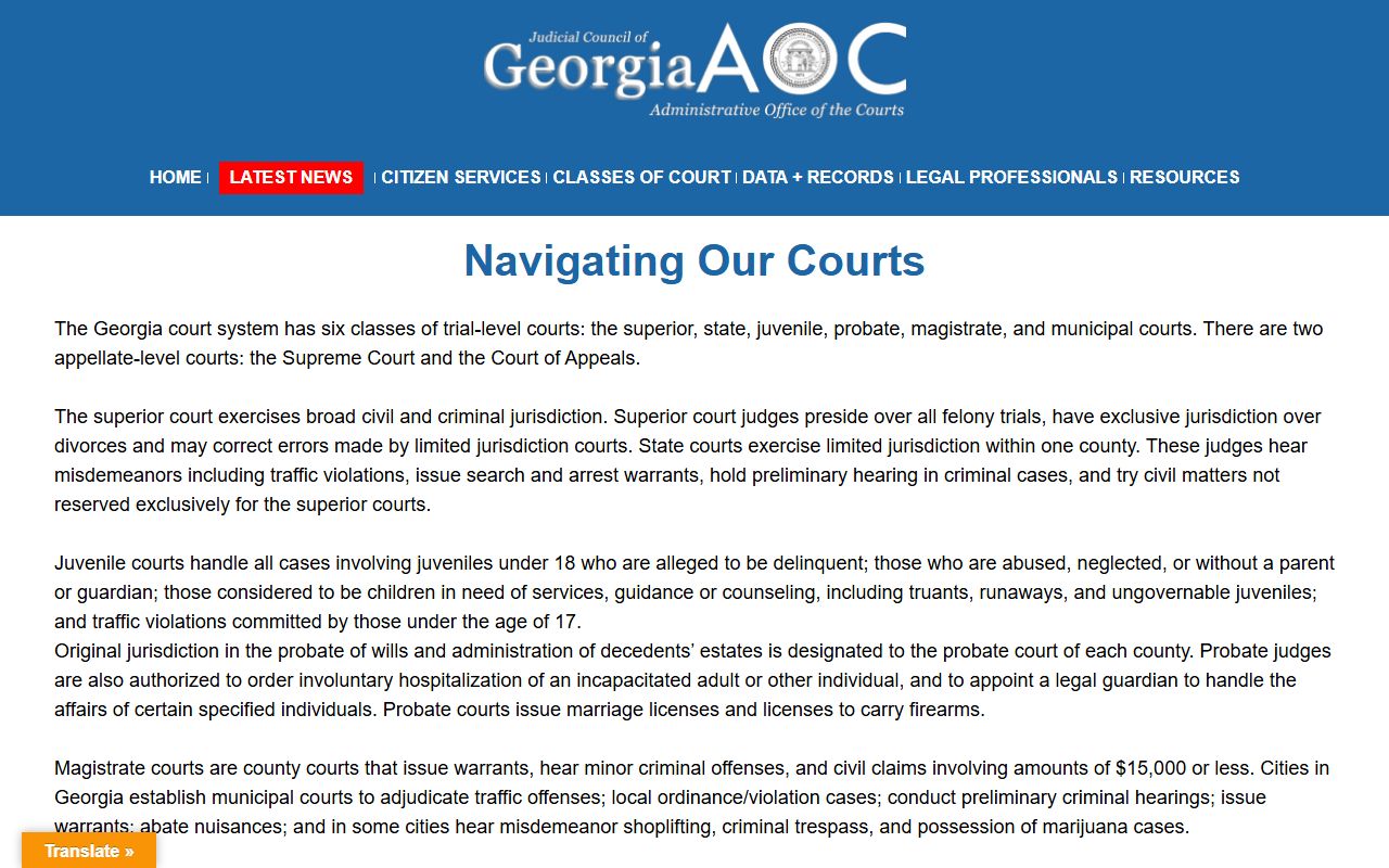 Forsyth County court records Georgia court structure guide