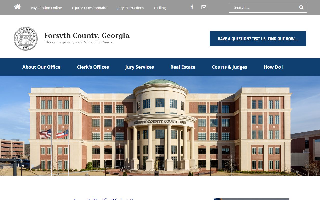 Forsyth County court records Clerk homepage