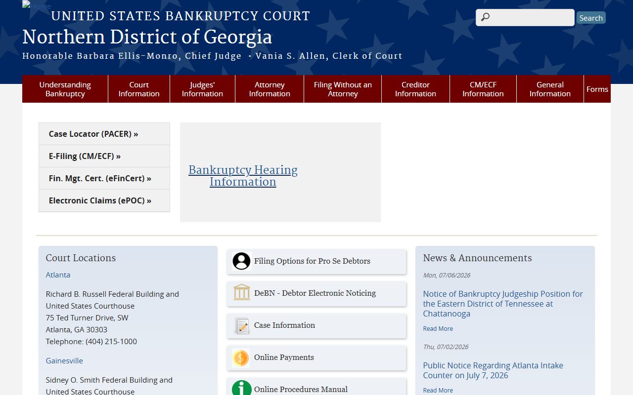 Forsyth County marriage and divorce records Northern District Bankruptcy Court
