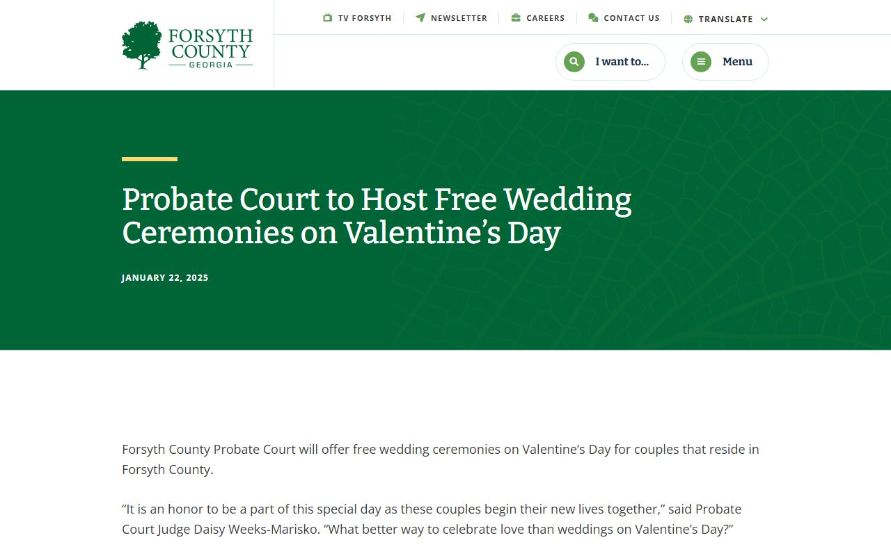 Forsyth County probate records Probate Court wedding news