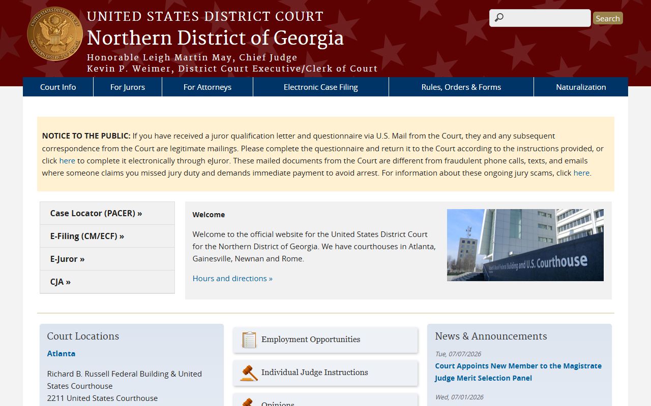 Forsyth County warrant records and Northern District of Georgia court source